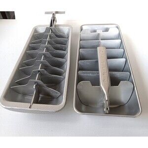 Vintage Set Of 2 Aluminum Metal Ice Cube Trays Philco and Unbranded